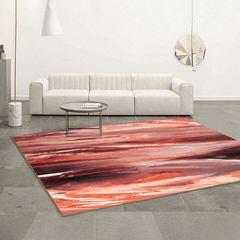 Blue Minimalist Rug Polyester Graphic Rug Non-Slip Backing Rug for Drawing Room