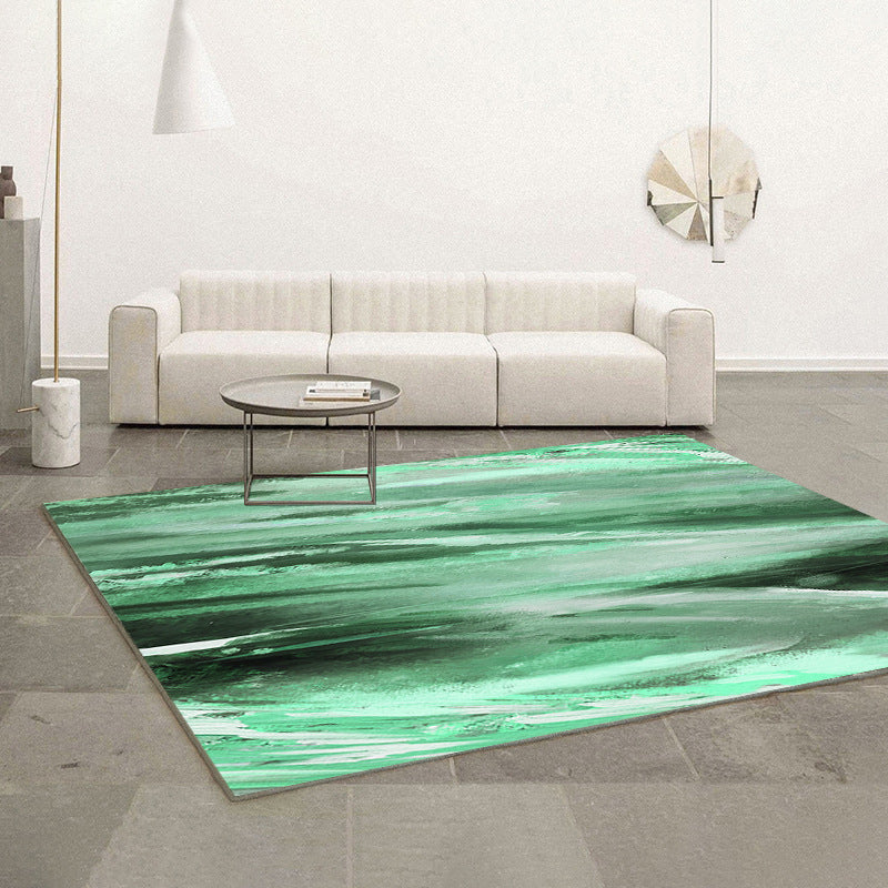 Blue Minimalist Rug Polyester Graphic Rug Non-Slip Backing Rug for Drawing Room
