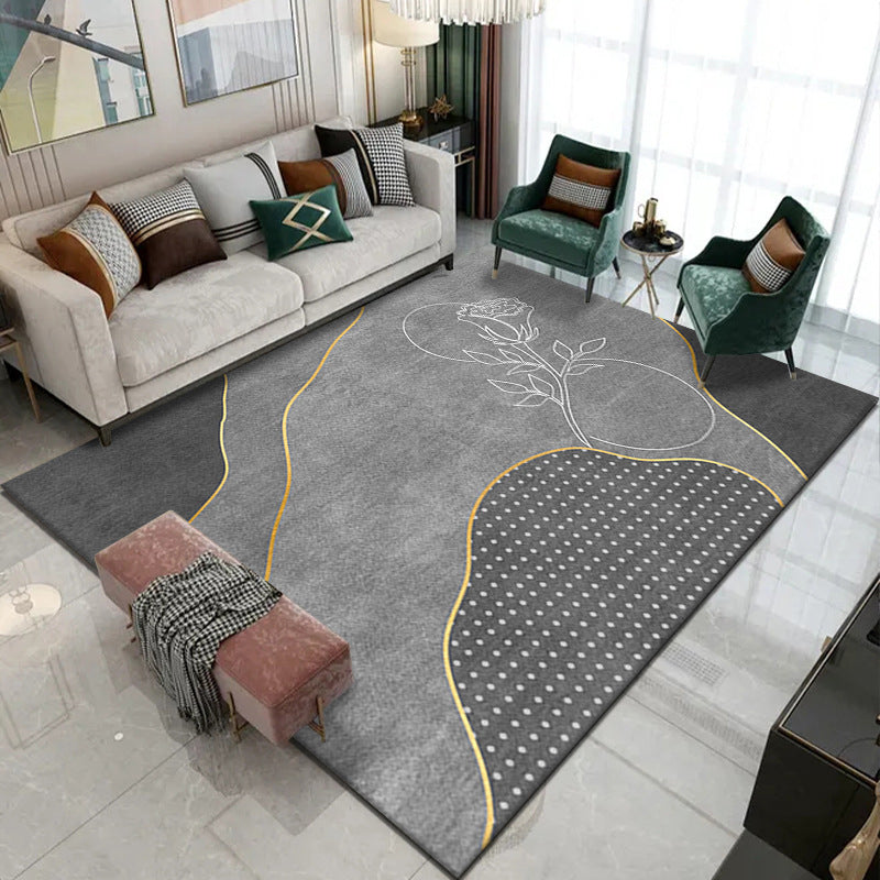 Gorgeous Modern Rug Gold Feather Rug Non-Slip Backing Rug for Home Decor