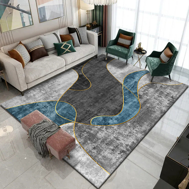 Gorgeous Modern Rug Gold Feather Rug Non-Slip Backing Rug for Home Decor