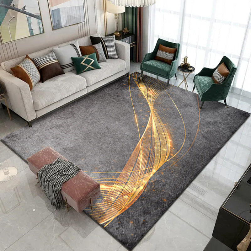 Gorgeous Modern Rug Gold Feather Rug Non-Slip Backing Rug for Home Decor