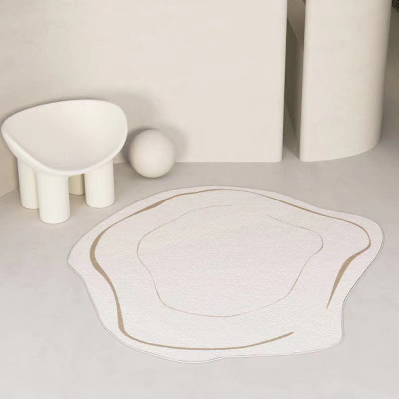 Light Brown Simple Rug Polyester Color Piece Rug Non-Slip Backing Rug for Drawing Room