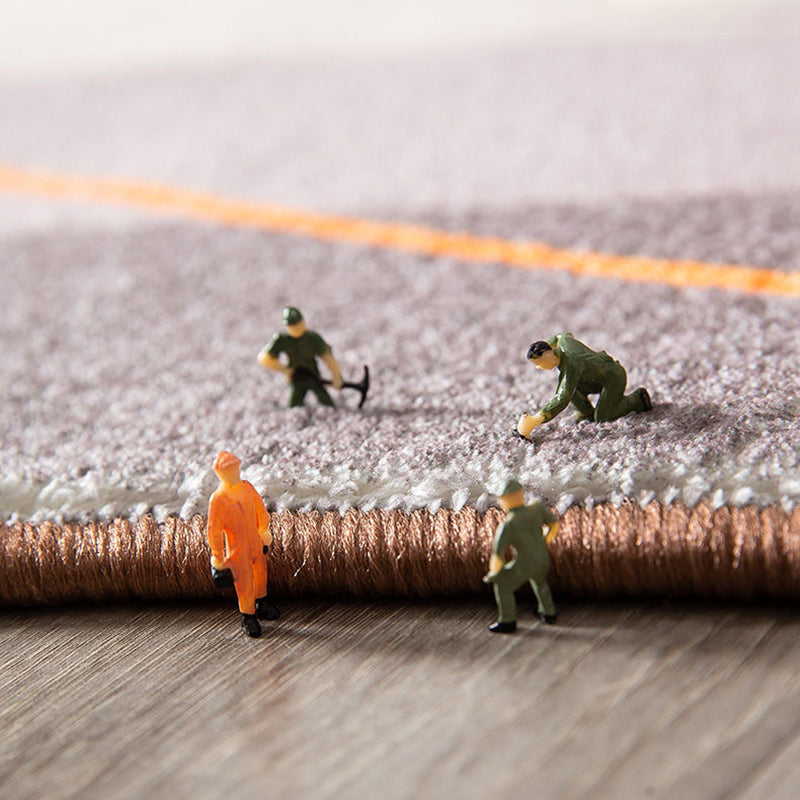 Light Brown Simple Rug Polyester Color Piece Rug Non-Slip Backing Rug for Drawing Room