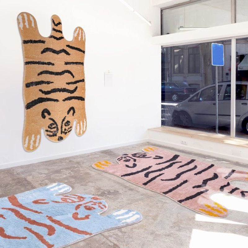 Brown Casual Carpet Polyester Tiger Carpet Stain Resistant Carpet for Drawing Room