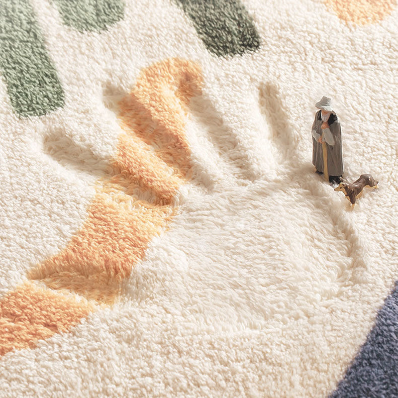 Beige Rainbow Carpet Polyester Simple Carpet Stain Resistant Carpet for Living Room