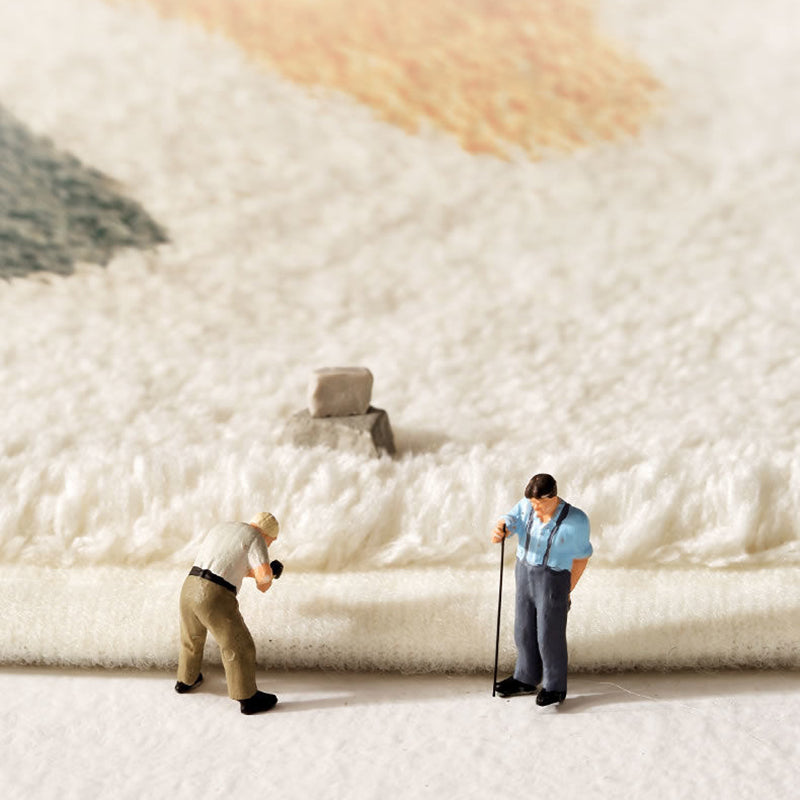 Beige Rainbow Carpet Polyester Simple Carpet Stain Resistant Carpet for Living Room