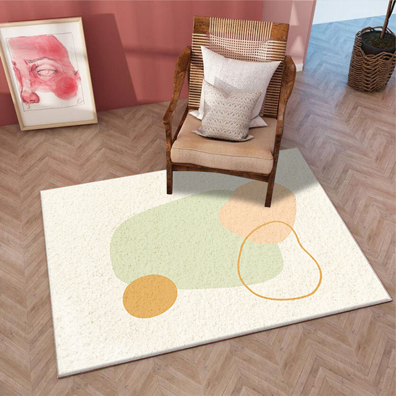 Beige Modern Rug Polyester Abstract Line Rug Washable Rug for Home Decor