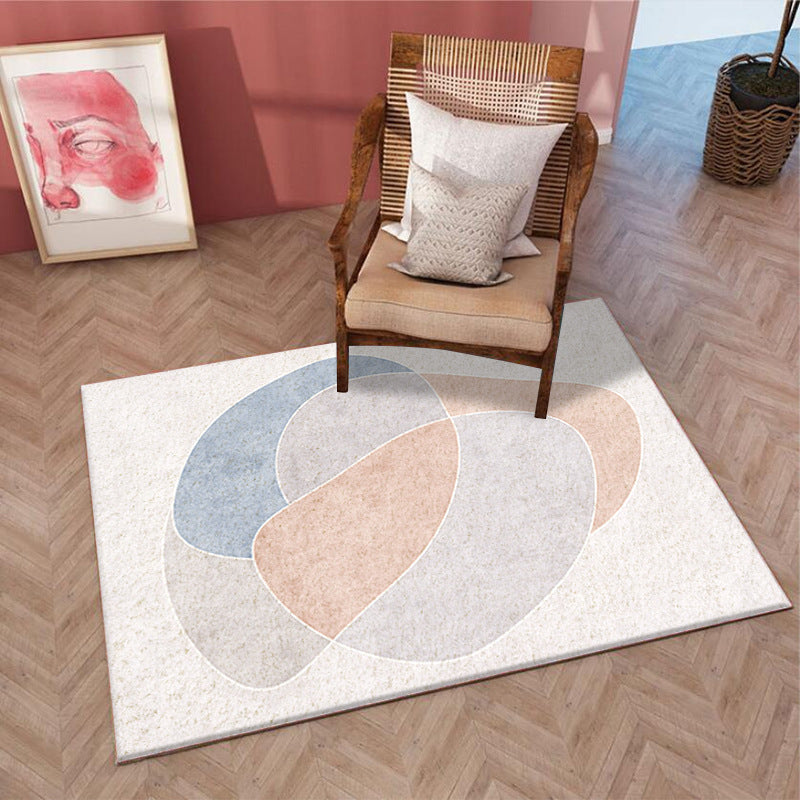 Beige Modern Rug Polyester Abstract Line Rug Washable Rug for Home Decor