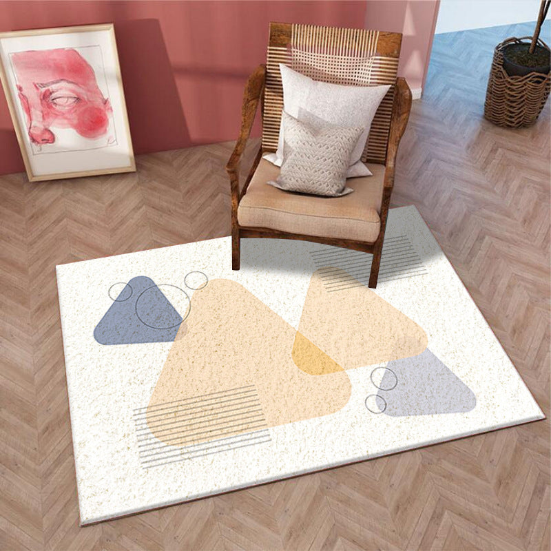Beige Modern Rug Polyester Abstract Line Rug Washable Rug for Home Decor