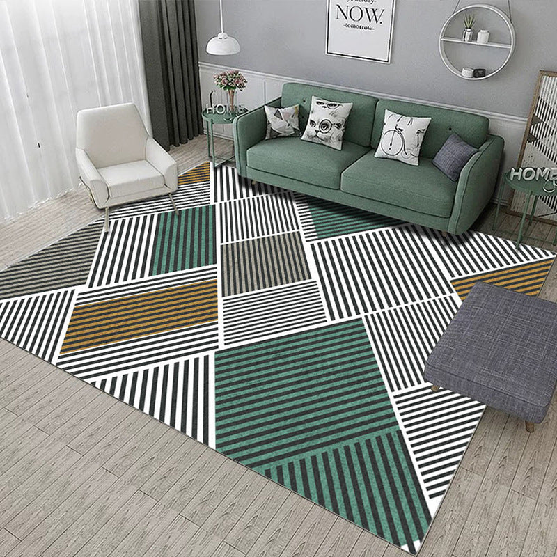 White Waves Rug Polyester Simple Rug Non-Slip Backing Rug for Drawing Room