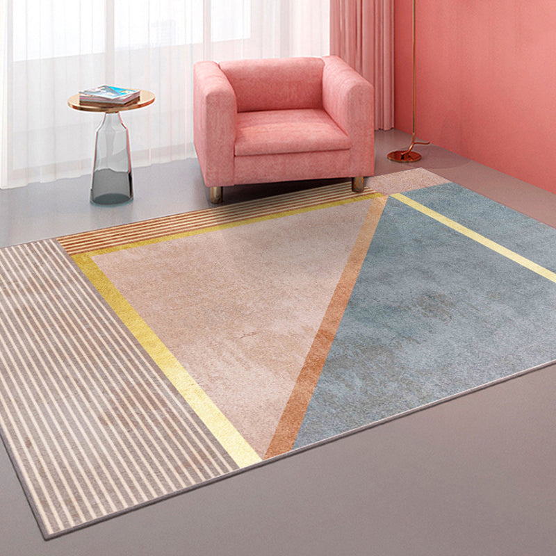 Minimalist Block Rug Anti-Slip Rug Friendly Easy Care Area Carpet for Decoration