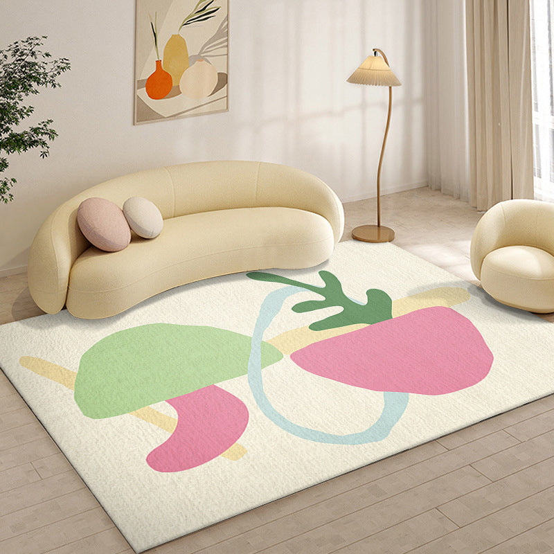 Light Green Color Block Rug Polyester Nordic Rug Non-Slip Backing Rug for Drawing Room