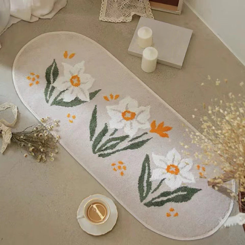 Flower Plant Decoration Rug Indoor Rug Polyster Anti-Slip Backing Washable Area Carpet