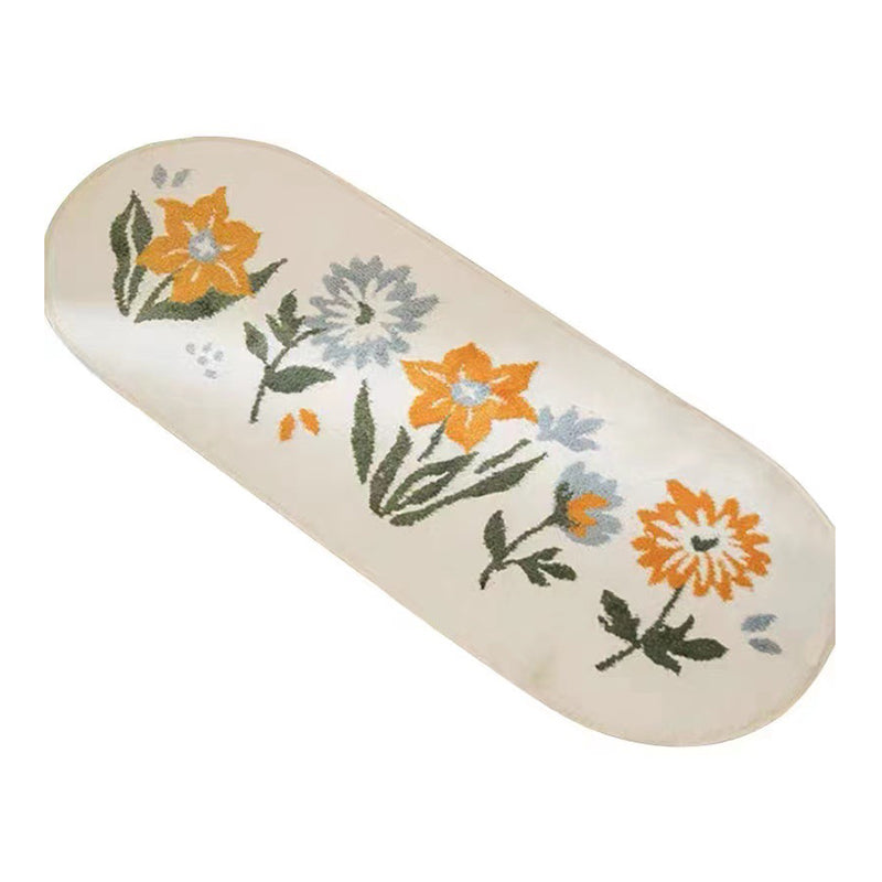Flower Plant Decoration Rug Indoor Rug Polyster Anti-Slip Backing Washable Area Carpet