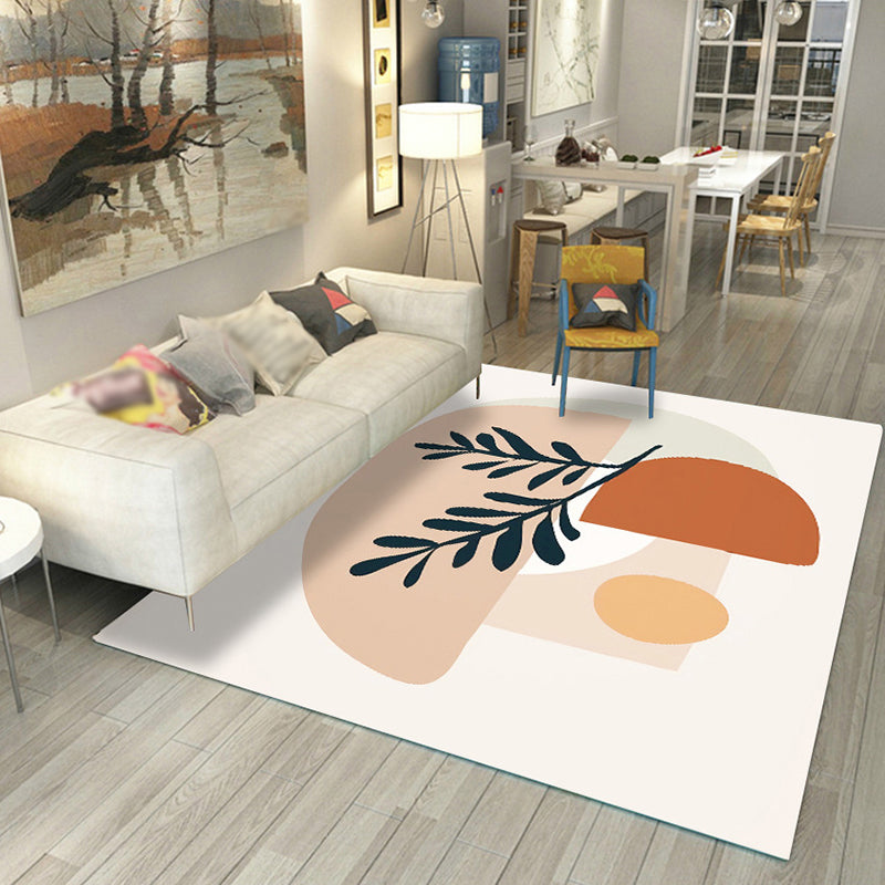 Navy Modern Indoor Rug Polyester Color Block Area Rug Washable Rug for Living Room