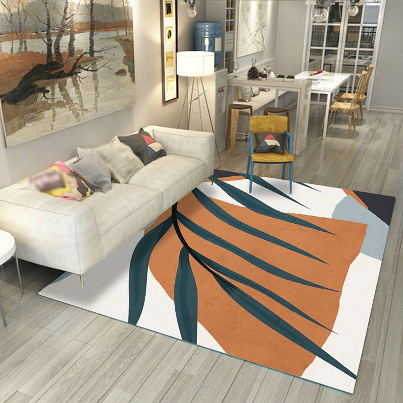 Navy Modern Indoor Rug Polyester Color Block Area Rug Washable Rug for Living Room