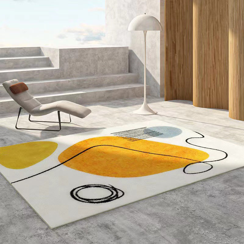 Simple Block Rug Nordic Area Carpet Non-Slip Backing Carpet for Living Room