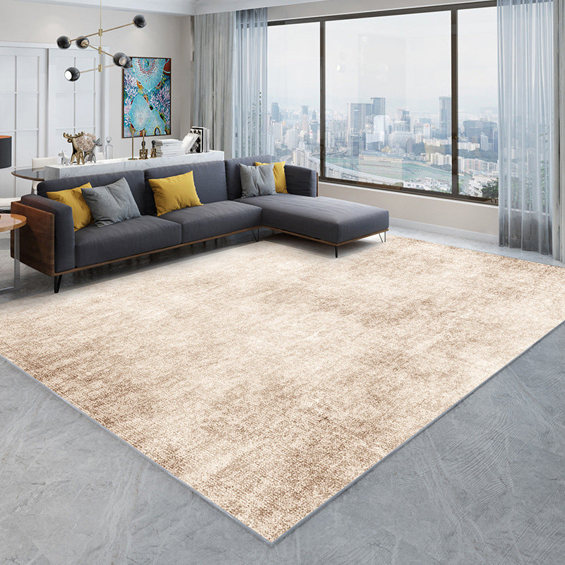 Camel Modern Rug Polyester Solid Color Rug Washable Rug for Living Room