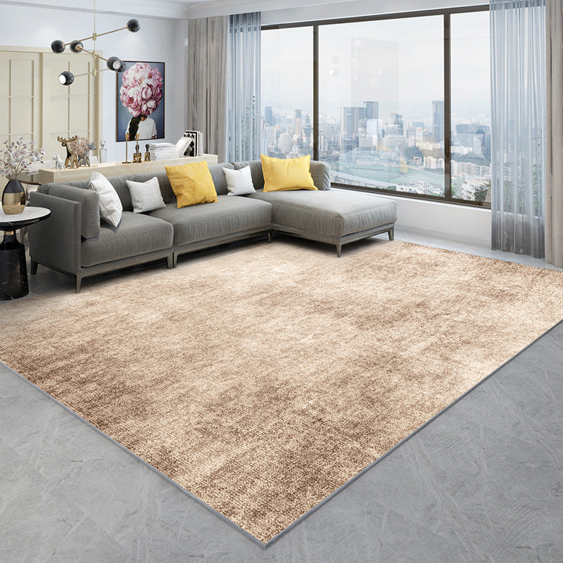Camel Modern Rug Polyester Solid Color Rug Washable Rug for Living Room