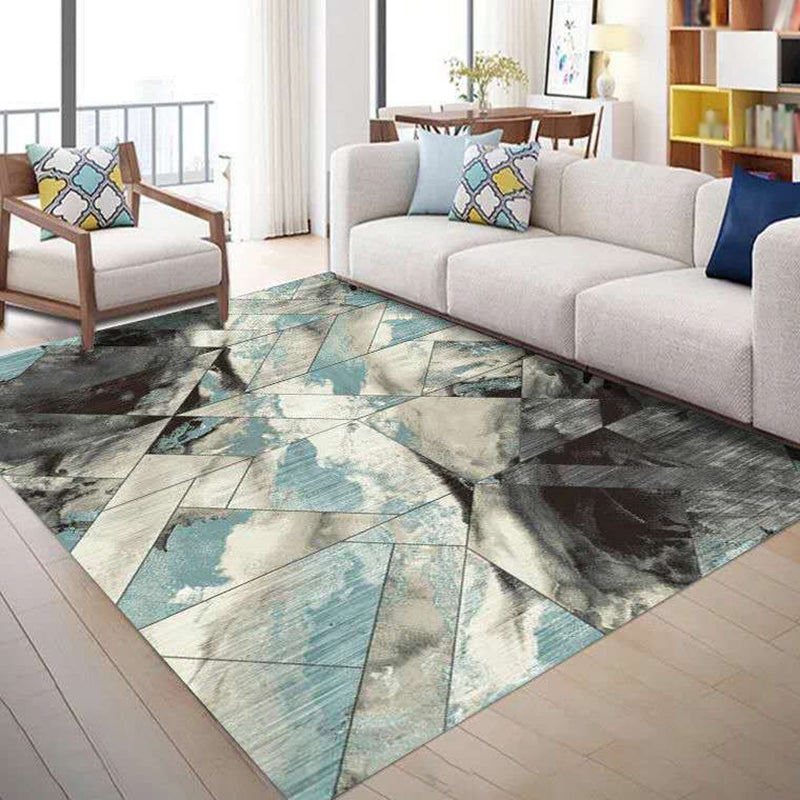 White Modern Rug Polyester Pattern Rug Stain Resistant Rug for Home Decor