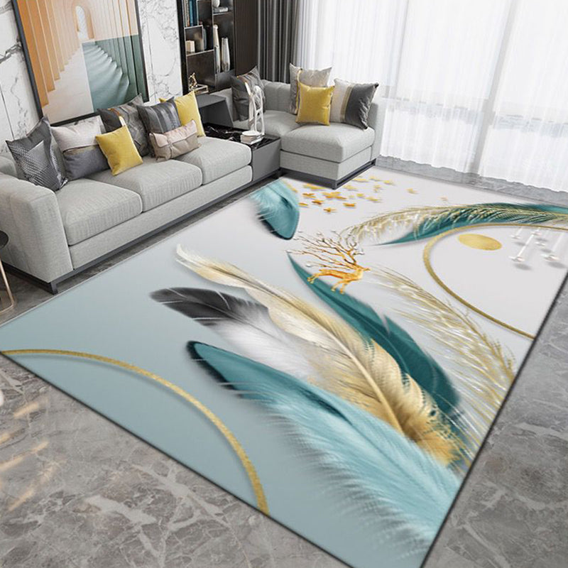 Light Gray Modern Rug Polyester Pattern Area Rug Stain Resistant Rug for Home Decor