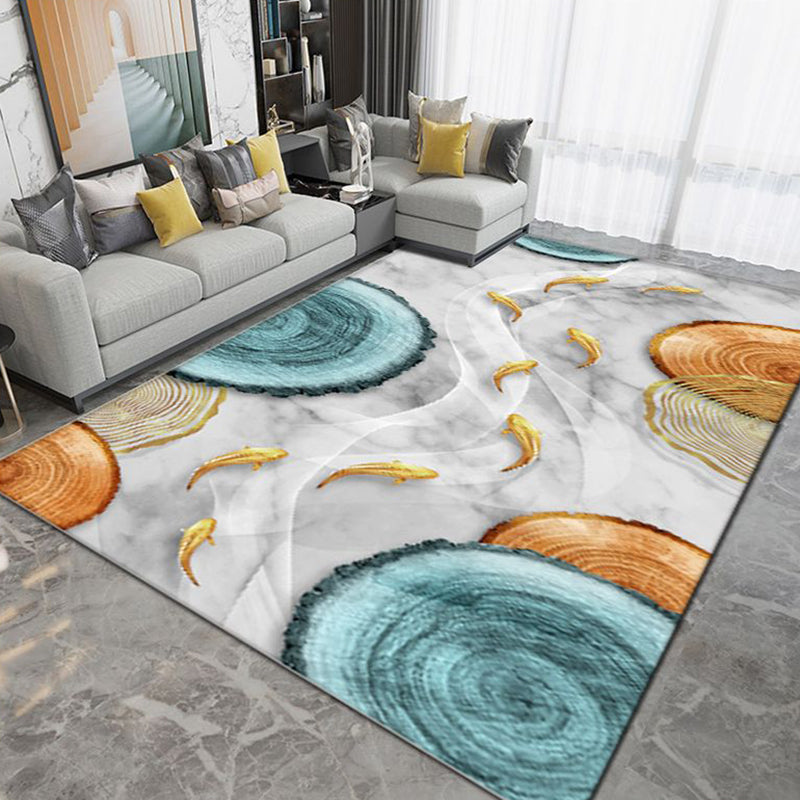 Light Gray Modern Rug Polyester Pattern Area Rug Stain Resistant Rug for Home Decor