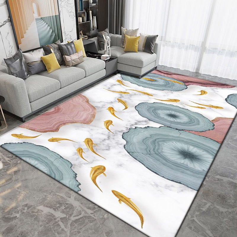 Light Gray Modern Rug Polyester Pattern Area Rug Stain Resistant Rug for Home Decor