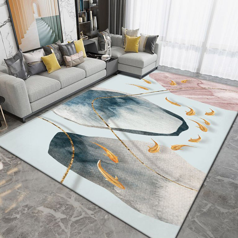 Light Gray Modern Rug Polyester Pattern Area Rug Stain Resistant Rug for Home Decor