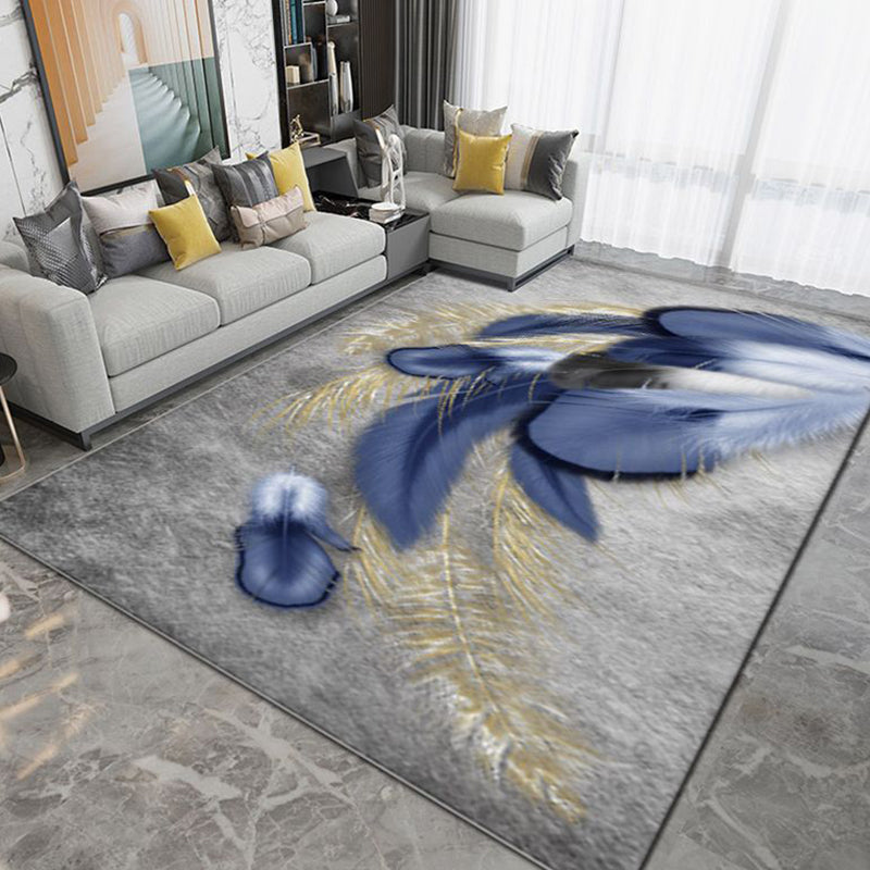 Light Gray Modern Rug Polyester Pattern Area Rug Stain Resistant Rug for Home Decor