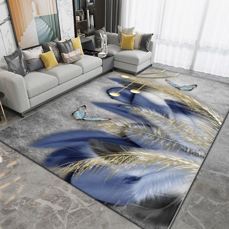 Light Gray Modern Rug Polyester Pattern Area Rug Stain Resistant Rug for Home Decor