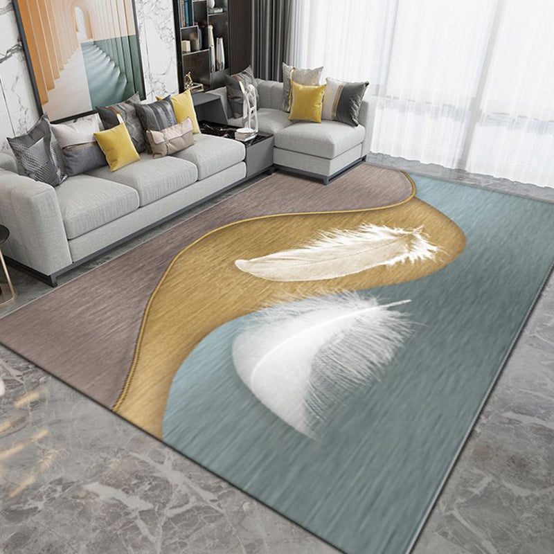 Light Gray Modern Rug Polyester Pattern Area Rug Stain Resistant Rug for Home Decor