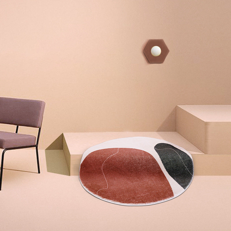 Dark Brown Modern Rug Polyester Color Block Area Rug Stain Resistant Rug for Drawing Room