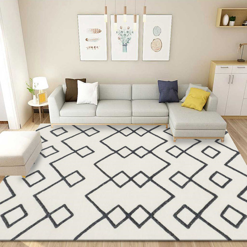 Geometry Pattern Rug Modern Carpet Polyester Anti-Slip Backing Rug for Living Room