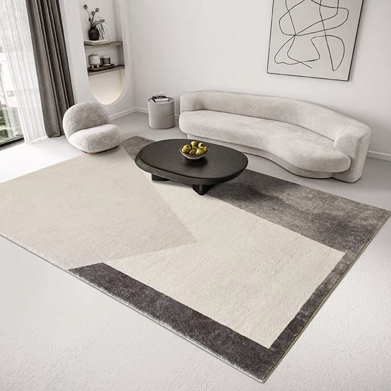 Beige Modern Rug Polyester Color Block Rug Non-Slip Backing Rug for Home Decor