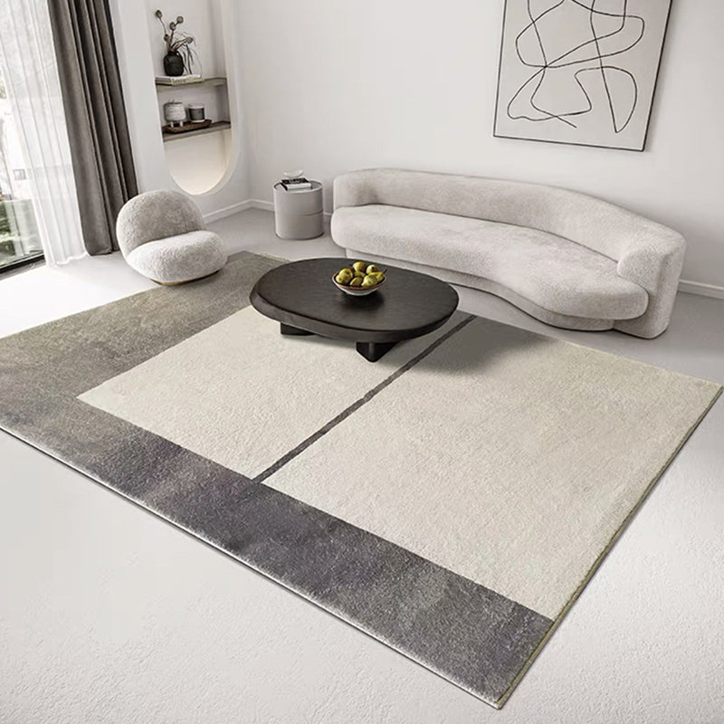 Beige Modern Rug Polyester Color Block Rug Non-Slip Backing Rug for Home Decor