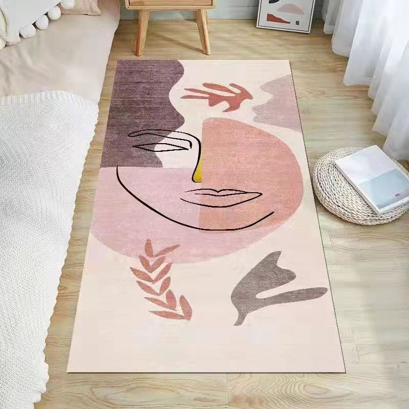Tapis bloc de couleur rose en Polyester, style nordique, résistant aux taches, pour la décoration de la maison