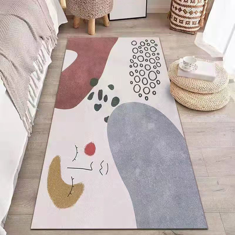 Tapis bloc de couleur rose en Polyester, style nordique, résistant aux taches, pour la décoration de la maison