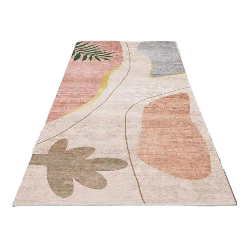 Tapis bloc de couleur rose en Polyester, style nordique, résistant aux taches, pour la décoration de la maison