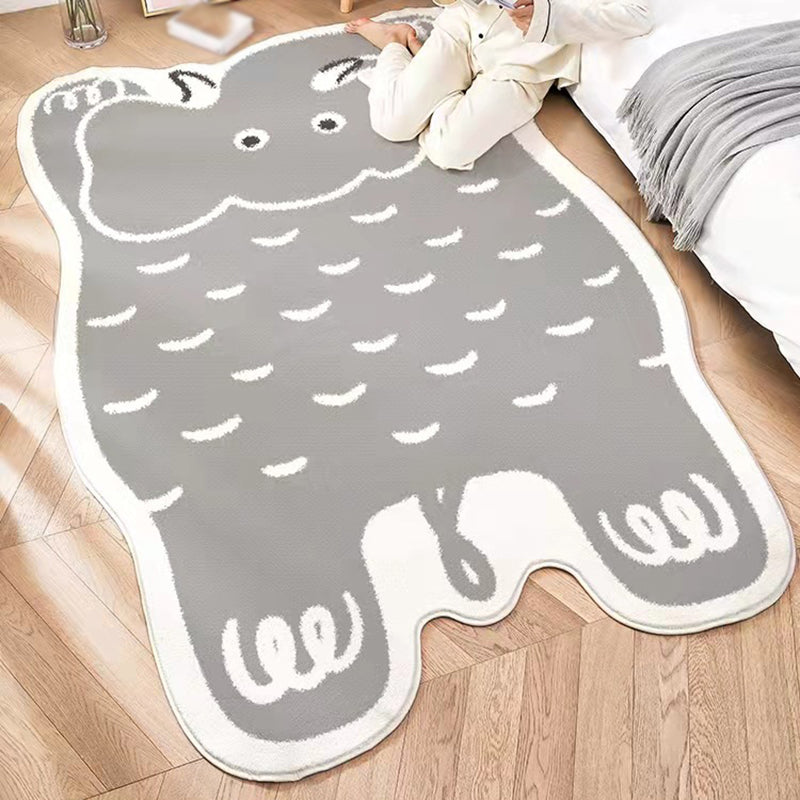 Orange Kids Rug Polyester Animal Rug Stain Resistant Rug for Living Room