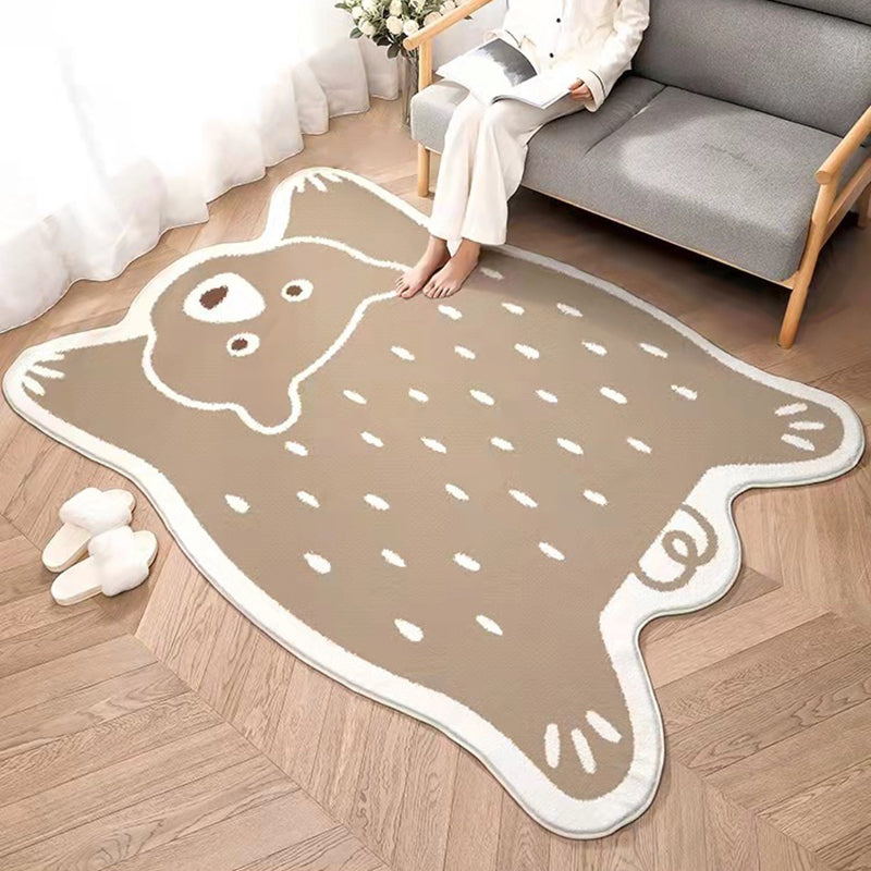 Orange Kids Rug Polyester Animal Rug Stain Resistant Rug for Living Room