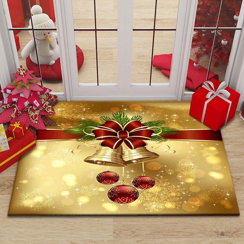 Red Modern Rug Polyester Santa Claus Rug Washable Rug for Living Room