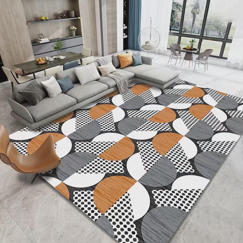 Dark Gray Modern Rug Polyester Graphic Indoor Rug Stain Resistant Rug for Living Room