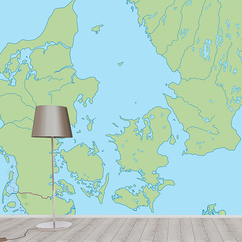 Map Illustration Wall Murals for Meeting Room Office Wall Art, Made to Measure