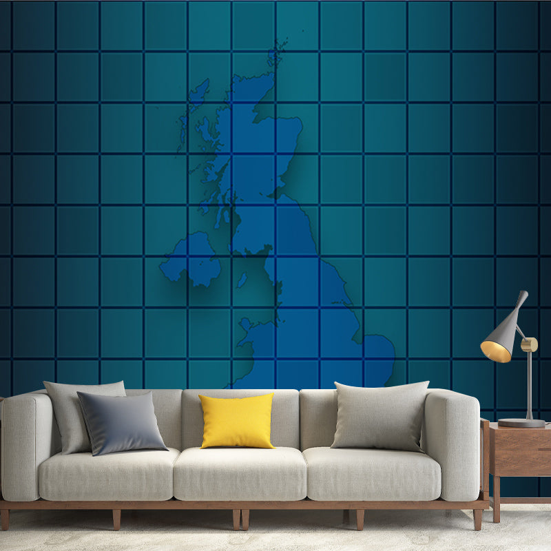 Map Illustration Wall Murals for Meeting Room Office Wall Art, Made to Measure