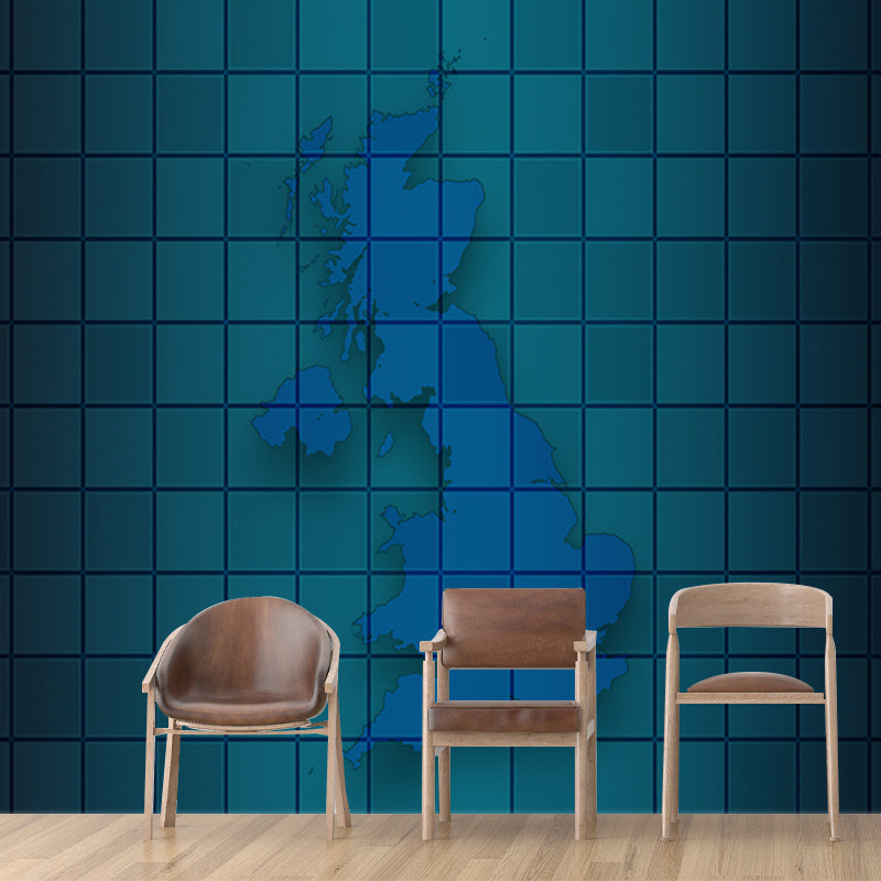 Map Illustration Wall Murals for Meeting Room Office Wall Art, Made to Measure