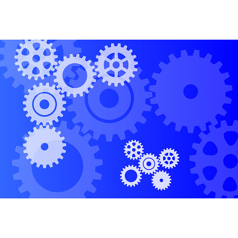 Gear Illustration Mural Wallpaper for Livingroom, Water Resistant, Made to Measure