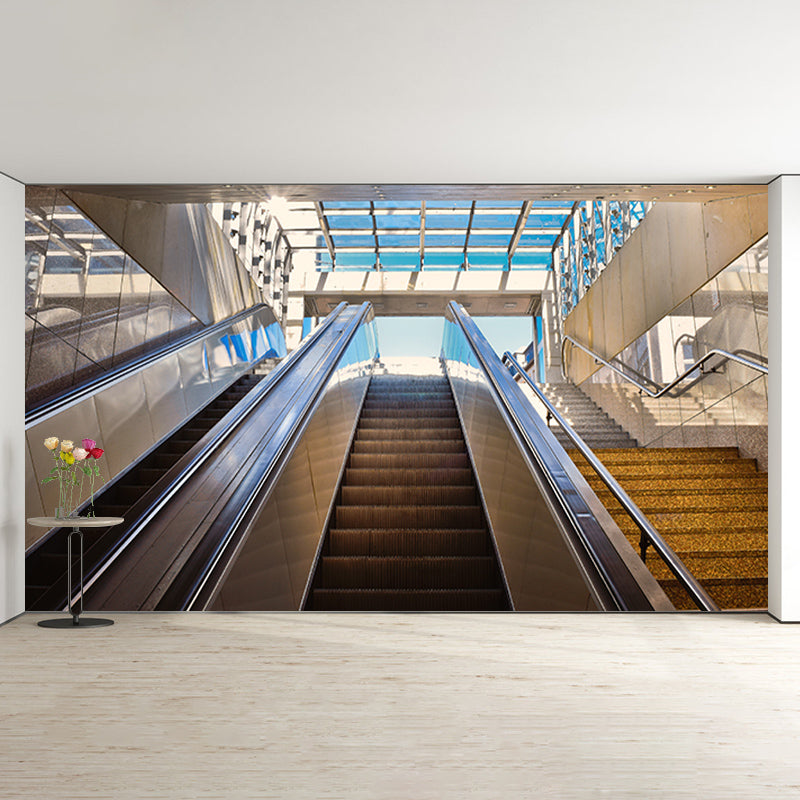 Lift Wallpaper Space Extension Mural in Light Color Wall Covering for Living Room