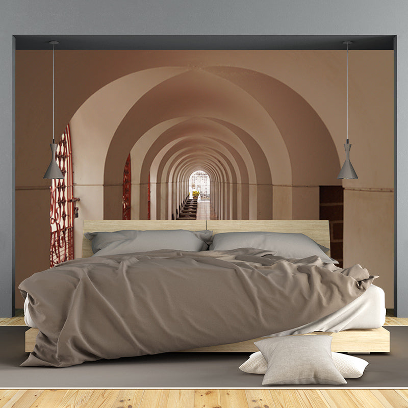 Lift Wallpaper Space Extension Mural in Light Color Wall Covering for Living Room