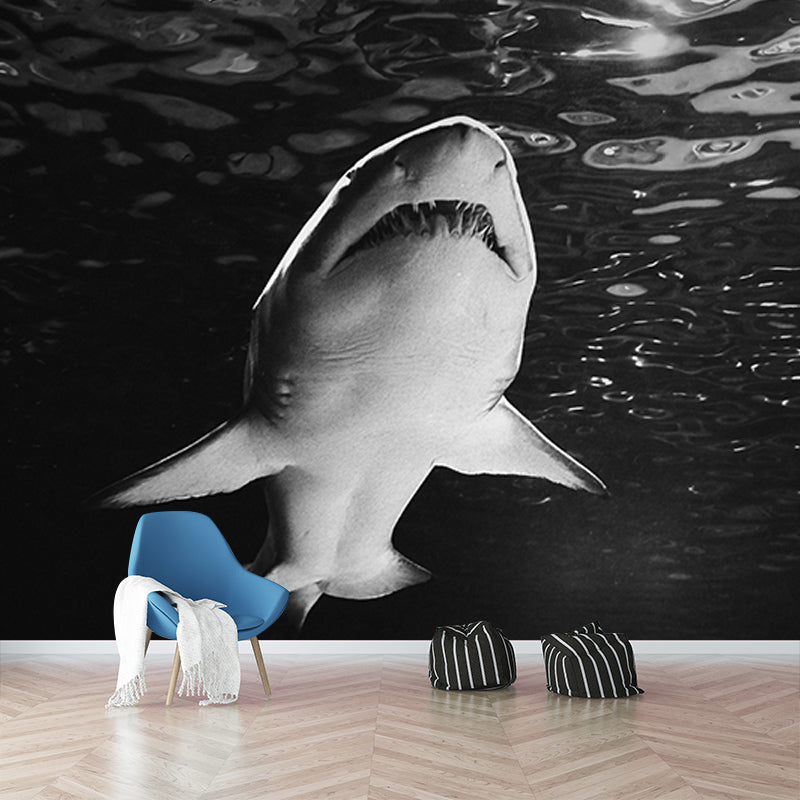 Shark Mural Undersea Creatures Decal Moisture Resistant for Sitting Room, Made to Measure