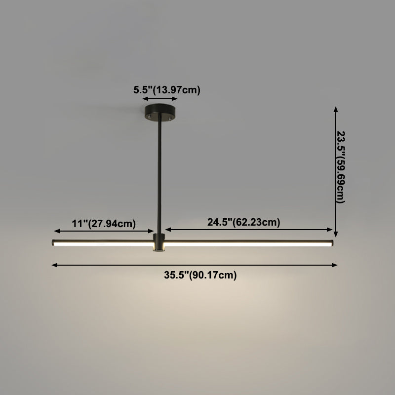 Modern LED Island Lighting Black Acrylic Chandelier Light Fixture for Bedroom